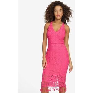 SIENA Womens Eyelet-Lace Midi Dress, Pink, NWT